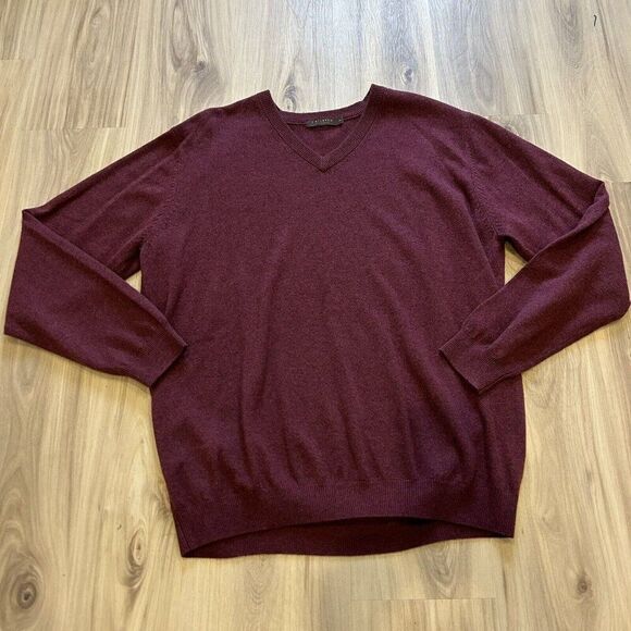J. HILBURN 100% Cashmere V-Neck Maroon Sweater XL Great Condition Worn Once - Picture 3 of 9